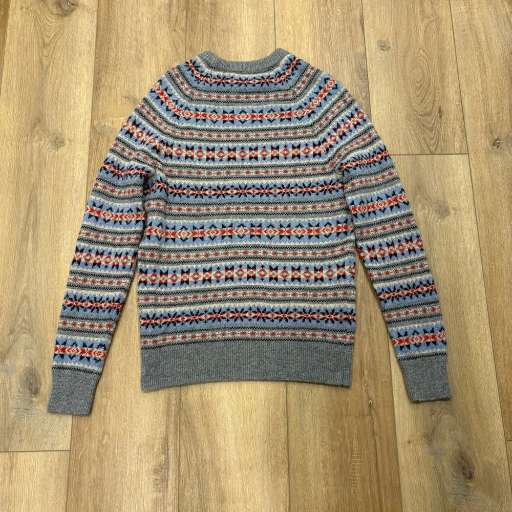 🌟J. CREW🌟 MENS WOOL BLEND FAIR ISLE CREWNECK SWEATER GREY SZ XS